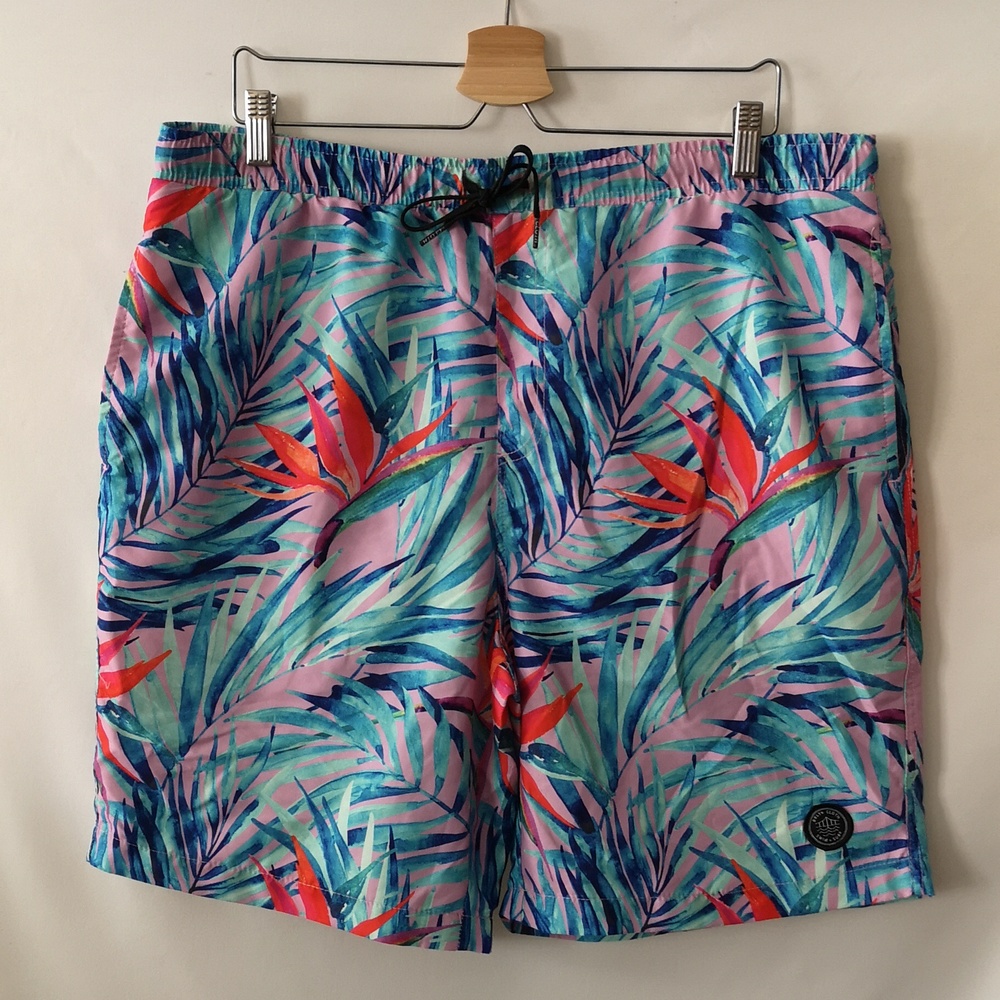 Men's Brooklyn Cloth Company Kent Ave Volley Swim Trunk Size XL Tropical Design